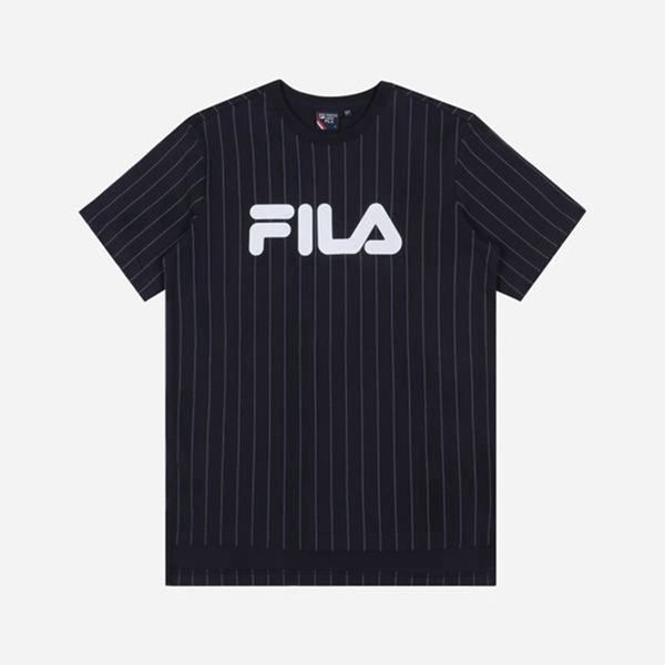 Fila Line Pinstripe S/S Women's T-Shirts - Navy,NZ 54-93867